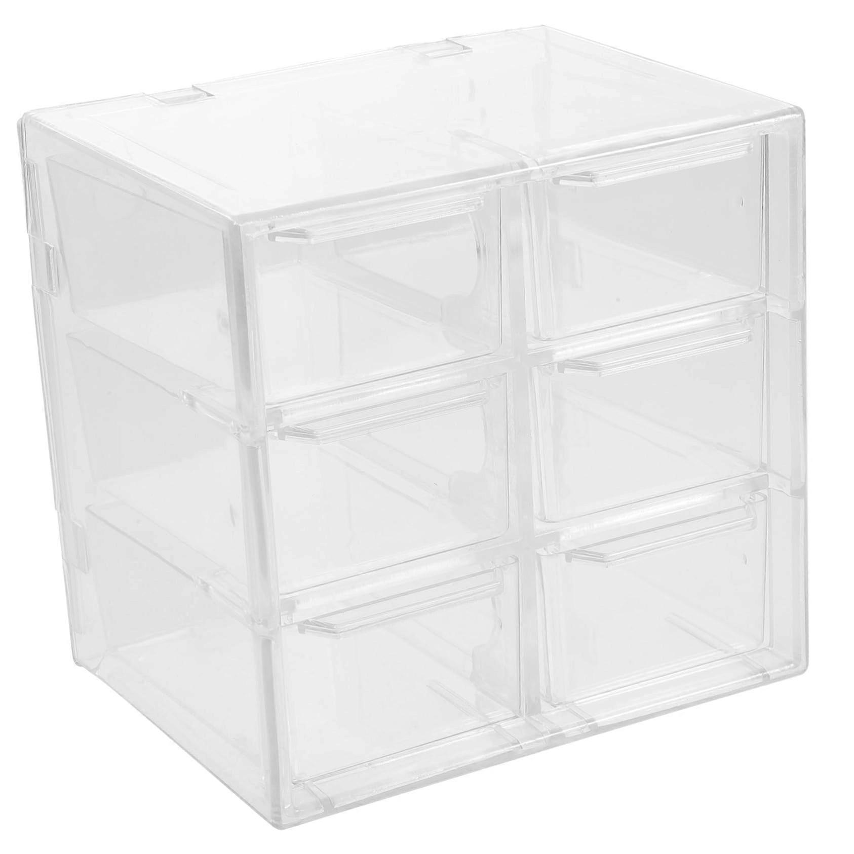 Transparent Storage Box Desktop Organizer Cosmetics Jewelry Dustproof Multi Grid Cube Makeup Case Office Desk Home