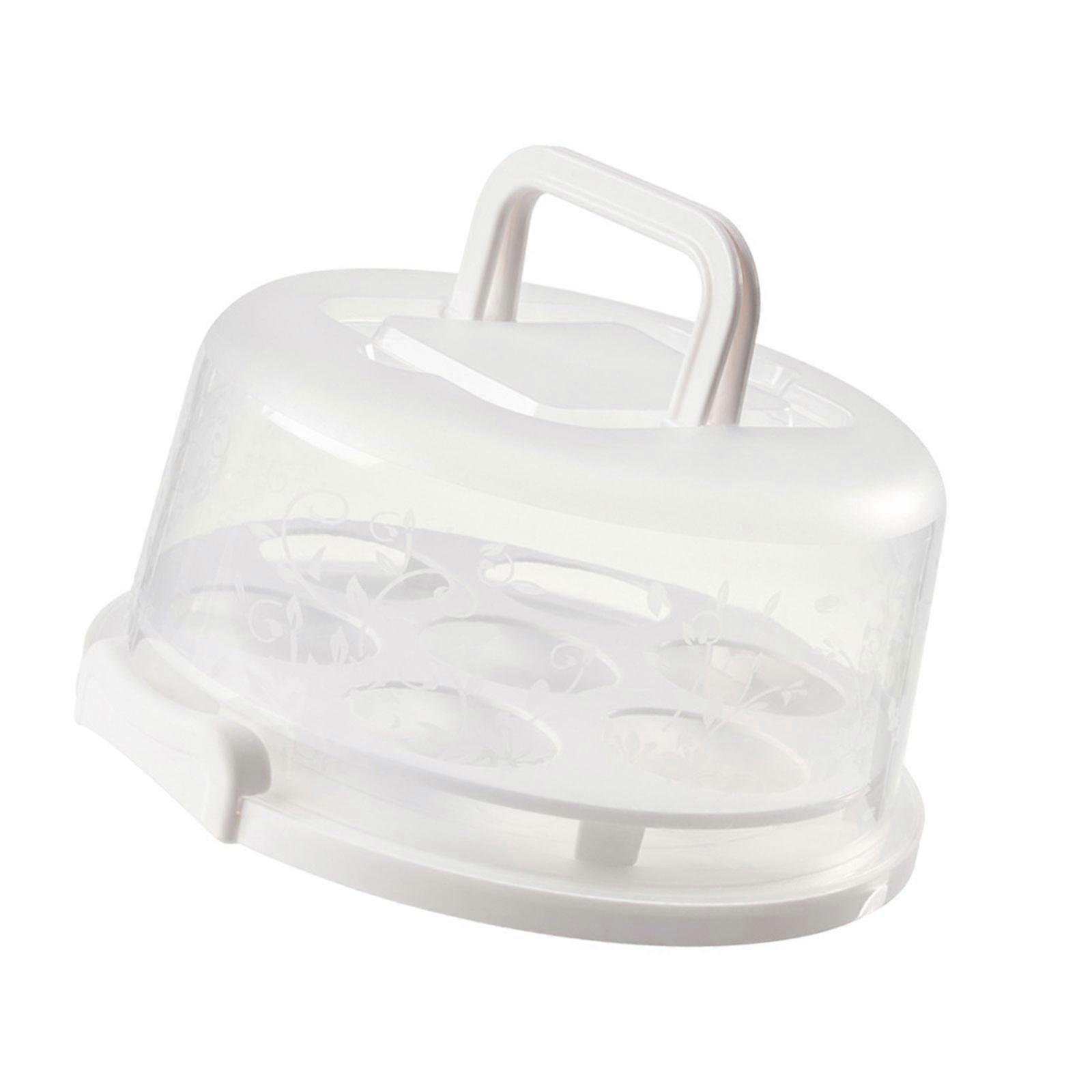 Cake Carriers With Lid And Secure Locks Durable Cake Container Portable Cake Holder for Camping and Outdoor Activities  White