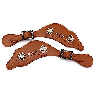 Sangle de selle western vintage avec boucles réglables, en cuir PU à motif floral, blanche, pour chevaux et cavaliers.