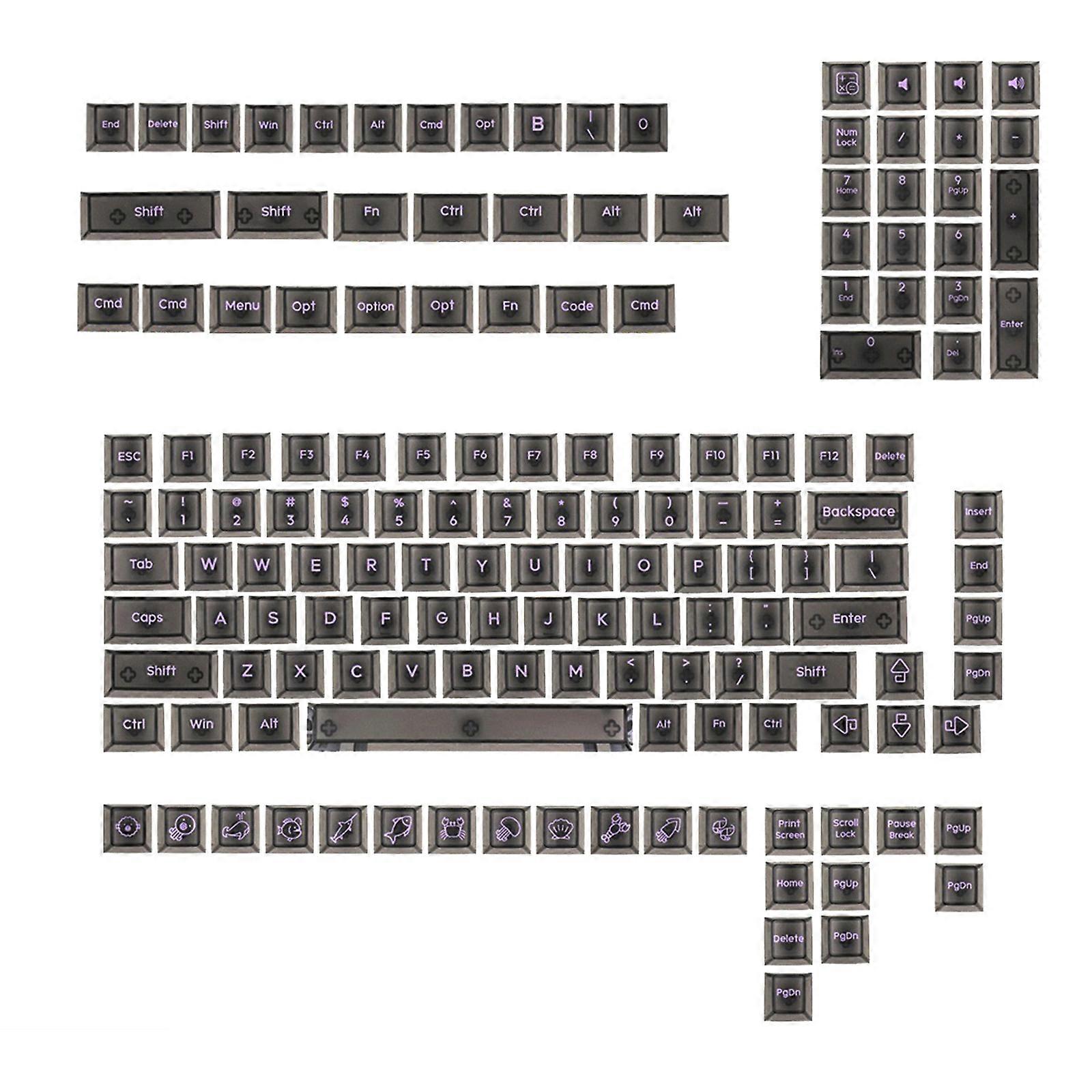 152PCS Transparent Black Keycaps Full Keycap Set Enhances Backlight Effect for Writers Gamers Efficient Typing Multicolor