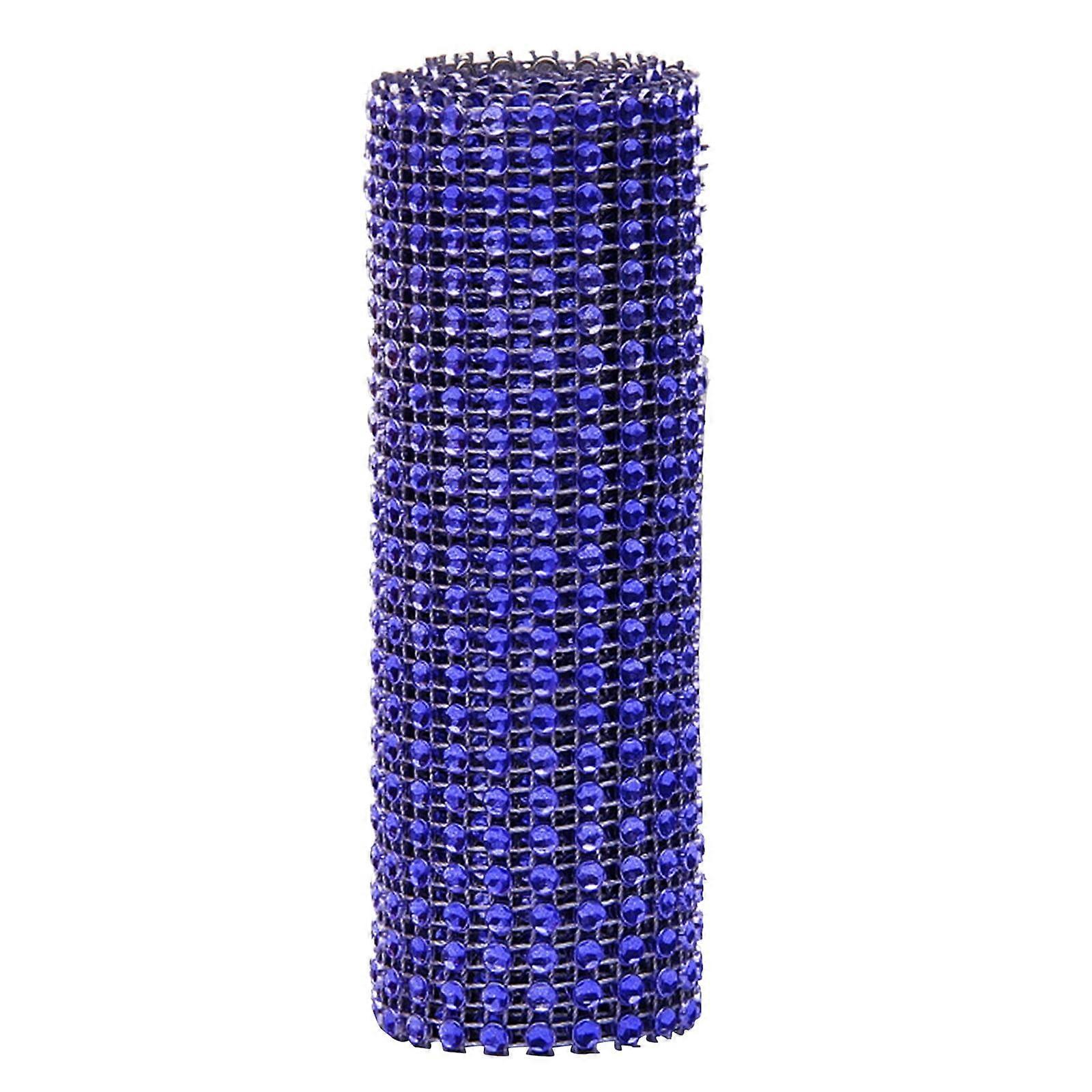 Miayilima Event & Party Crystal Rhinestone Ribbons Plastic 24 Rows Shiny Diamond Rhinestone Mesh Wrap Roll Blue