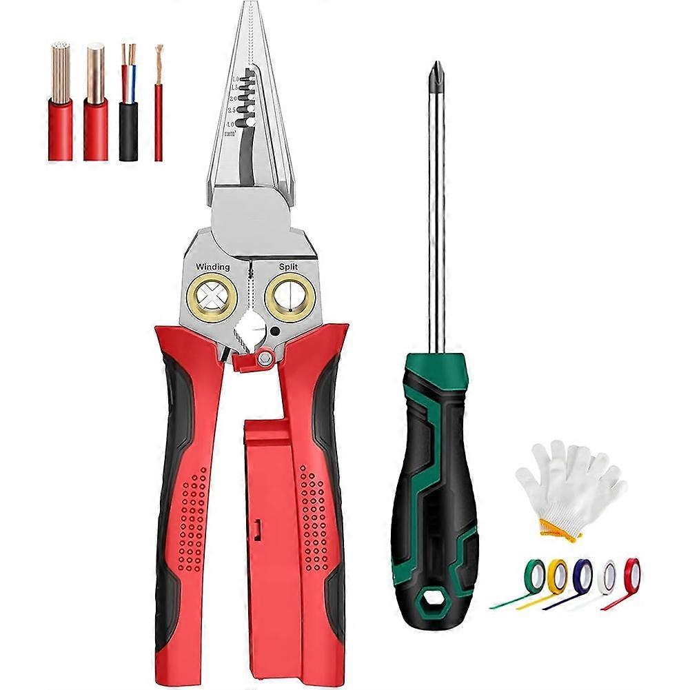 Wire Stripper Tool Pinzas Electricista with Voltage Tester Stripping Tool Cable Stripper Cutter Crimper for Cutting A