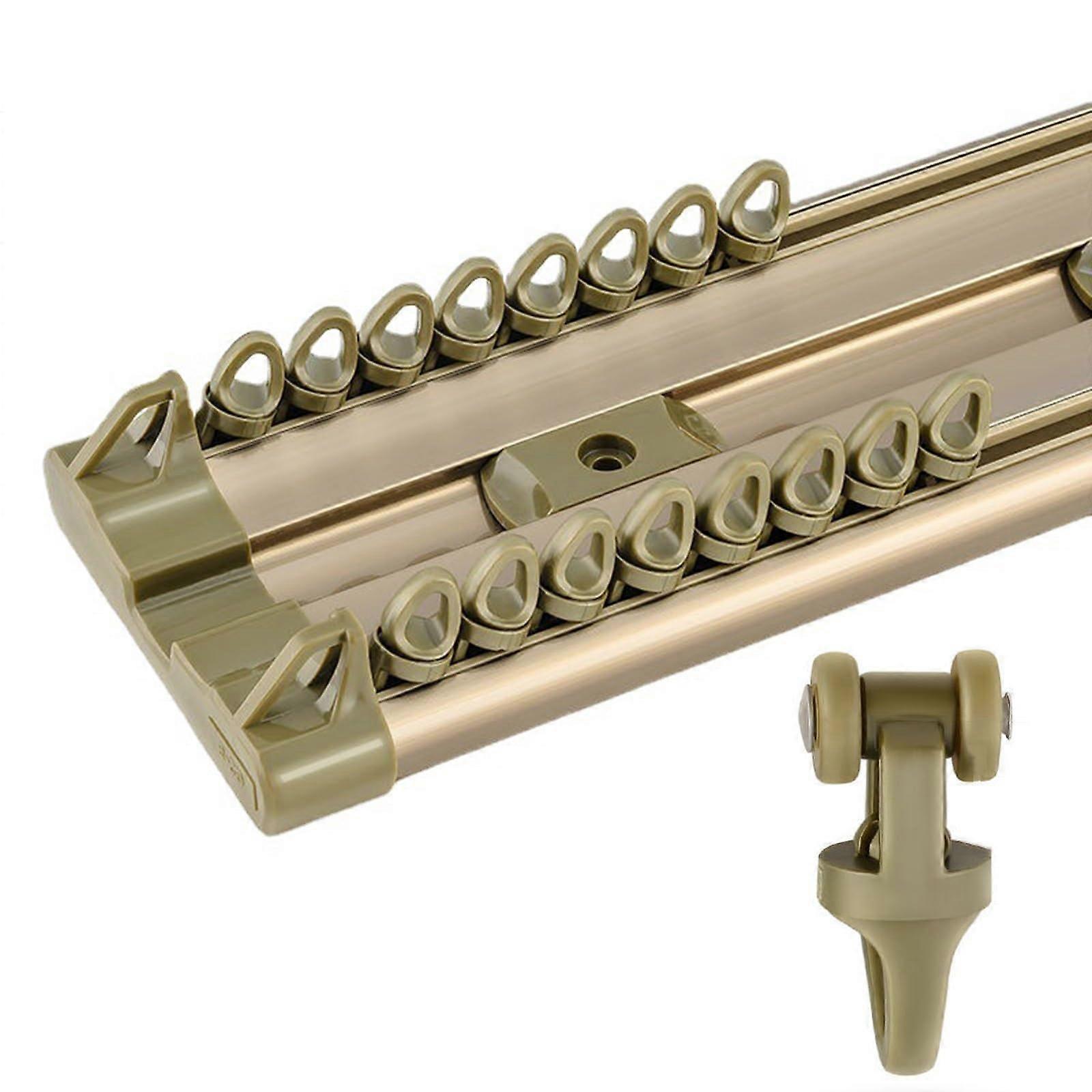 Ceiling Curtain Track Aluminium Double Rail 140cm Heavy Duty Bendable Silent Glide Champagne