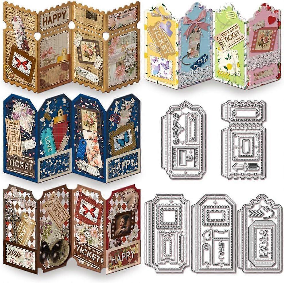 Folding Display Card Cutting Dies for DIY Scrapbooking Postage Stamp Die Cuts Metal Frame Cut Stencils for Card Making Embossing Photo Album Craft Dec