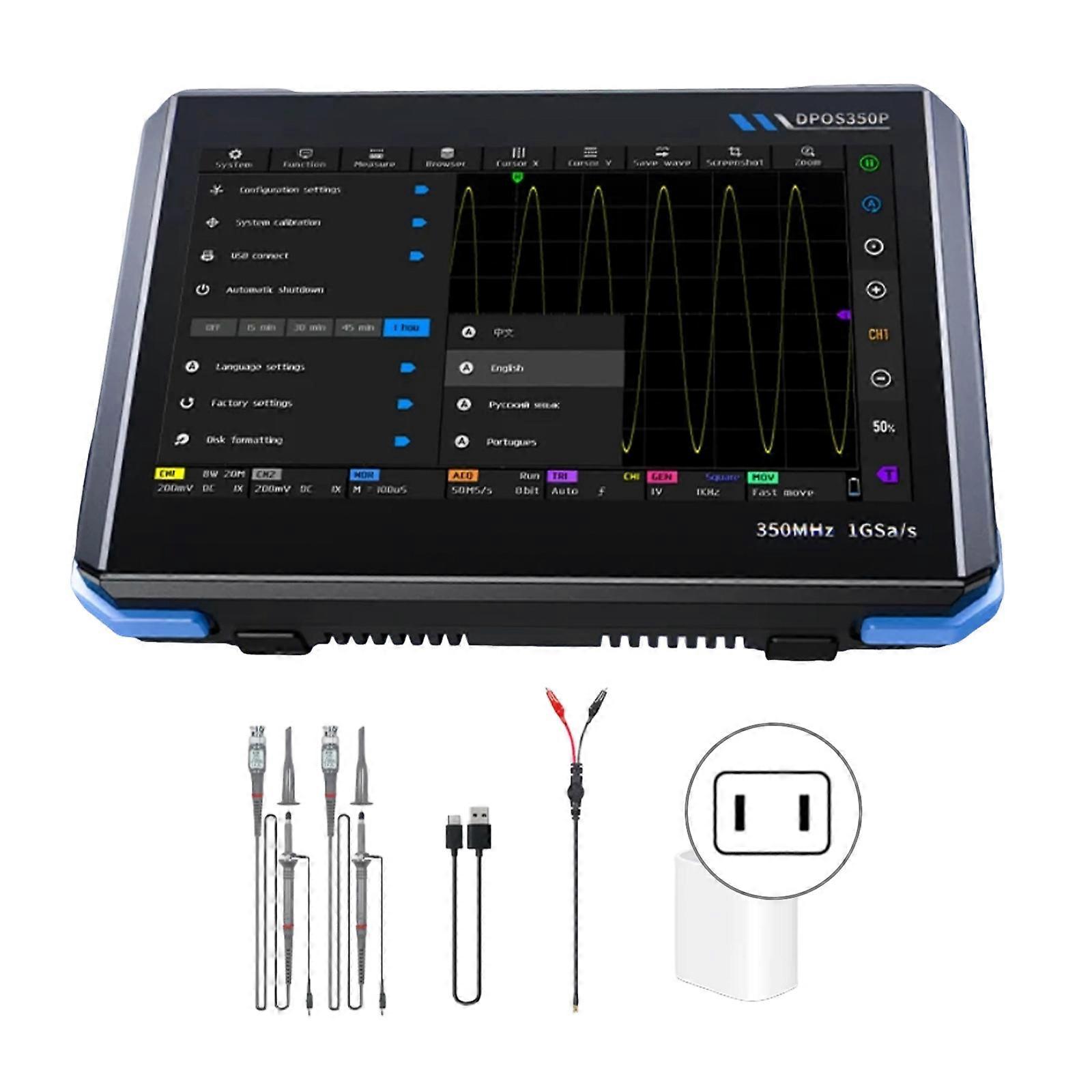 High Performances 350MHz double  Channel Oscilloscope Multifunction Oscilloscope with High Resolution Display for Lab Multicolor