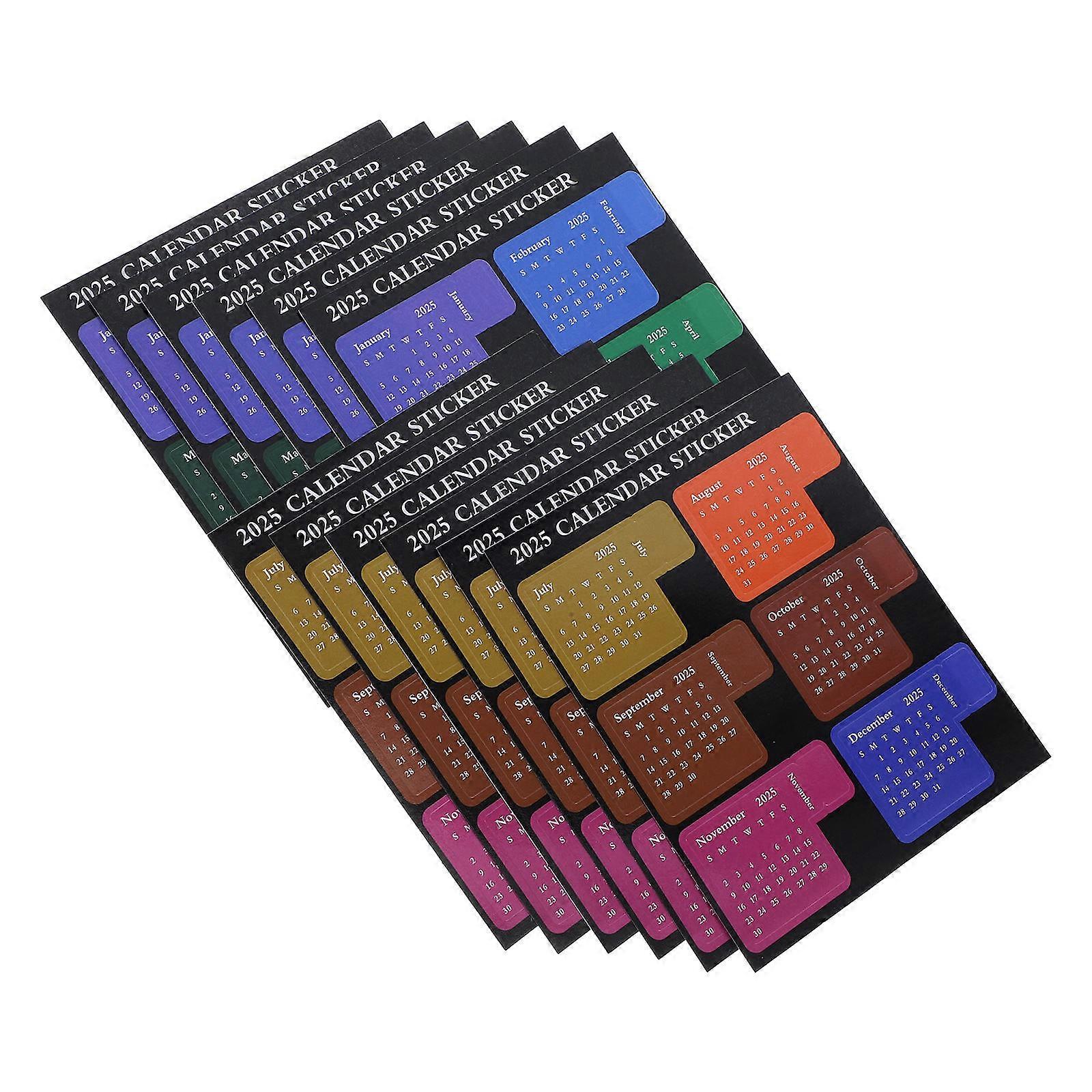 Paper Calendar Stickers for Decoration 12 Sheets Self Adhesive Tabs
