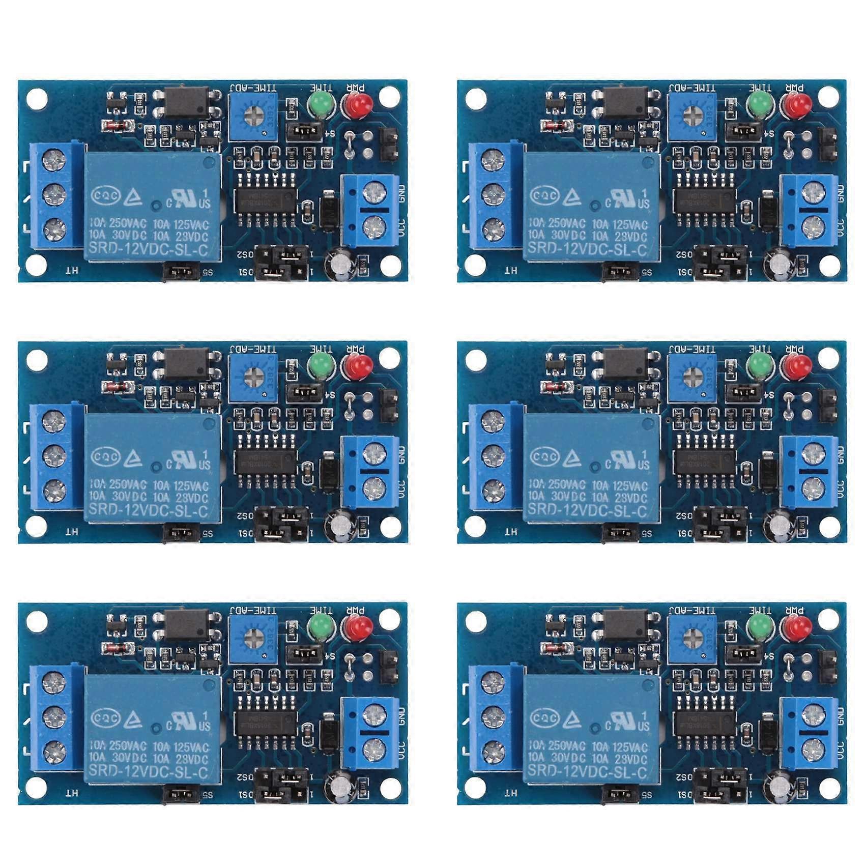 6X 12V DC Delay Relay Delay Turn on / Delay Turn Off Switch Module with Timer