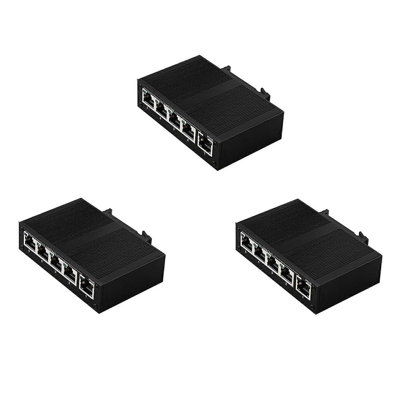 3X 5 Port 100Mbps Network Switch Ethernet Industrial Grade Switch Unmanaged Rail Type Industrial Network Splitter