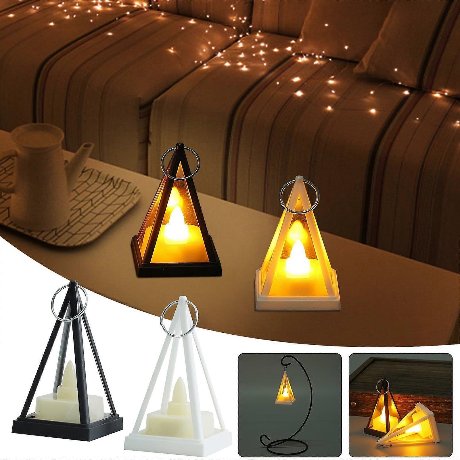 Halloween Decoration Wind Lamp Three-dimensional Triangular Candlestick Electronic Candle LED Party Atmosphere Decorations Props