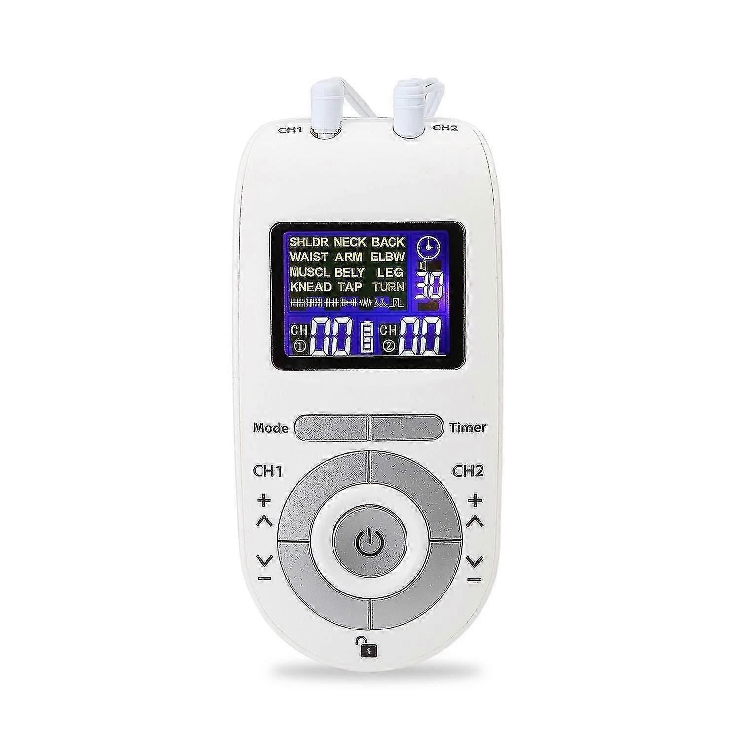 Portable Dual-channel Tensems Device Pulse Massager Muscle Stimulator Unit 12 Massage Modes 40 Stre_w