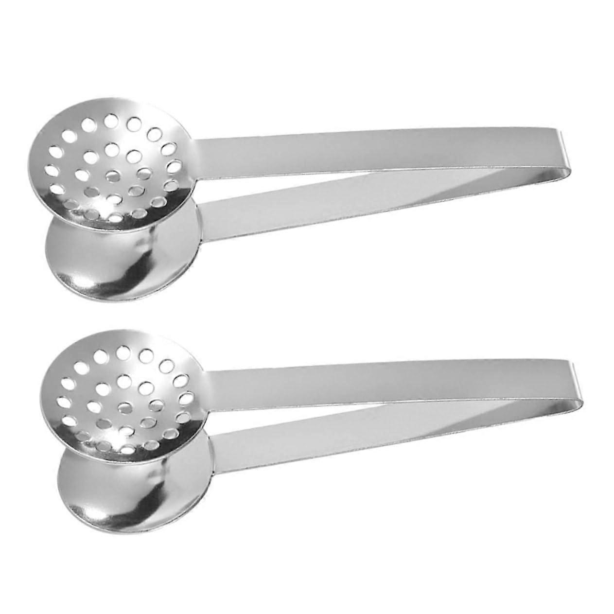 Stainless Steel Tea Bag Squeezer and Serving Tongs Set of 2 for Ice Cubes Sugar Lemon Tea Parties