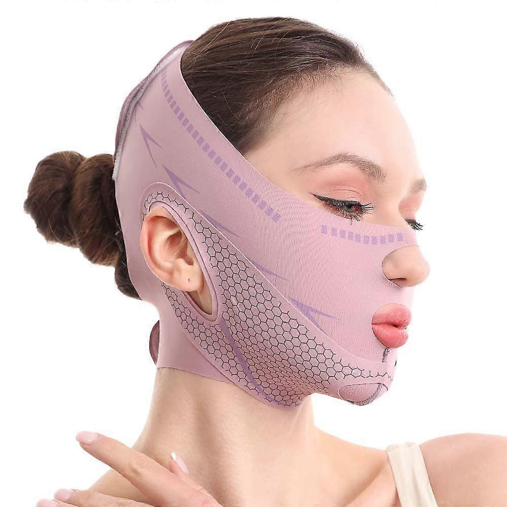 V Line Face Lifting Mask with Dual Strap, Double Chin Reducer, Graphene Ice Silk for Jawline Sculpting