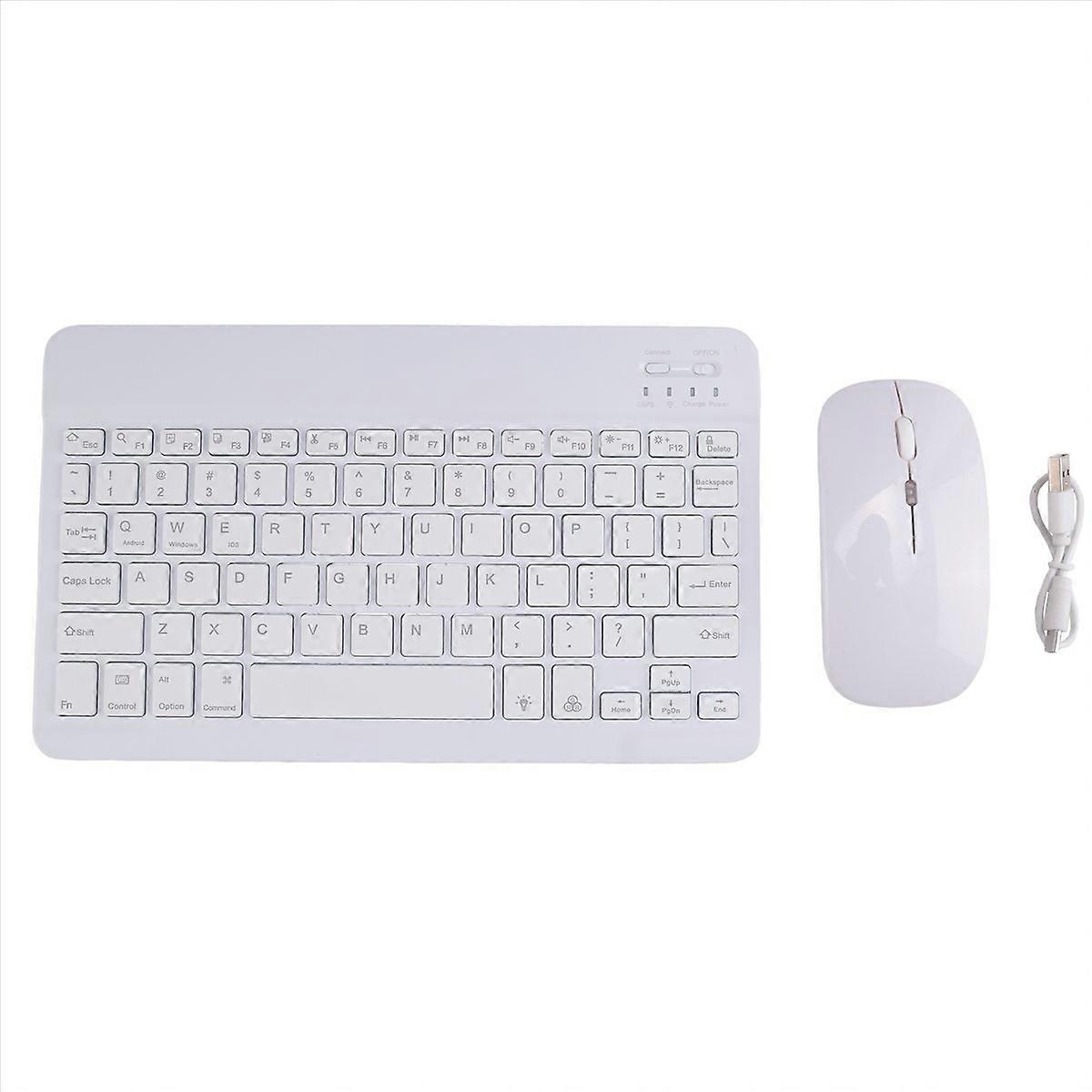 10inch Wireless Keyboard and Mouse RGB Backlit Rechargeable White