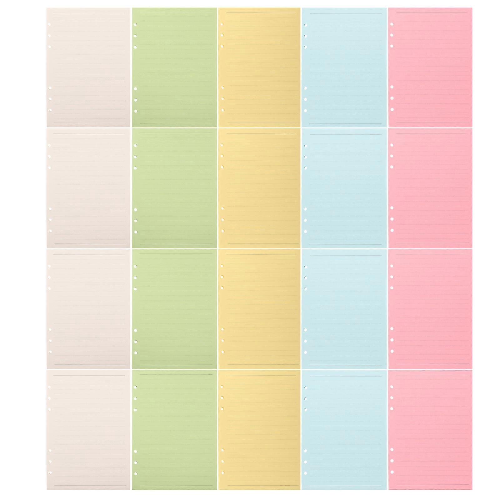 A5 Lined Paper Refill Loose Leaf for Notebook 100 Sheets with Assorted Colors