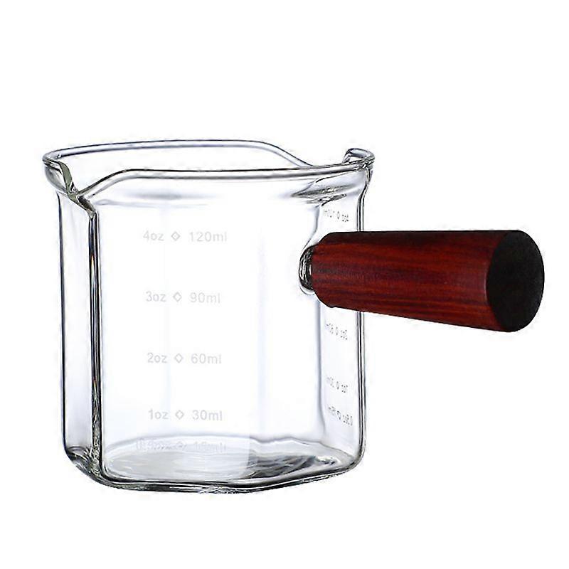 Wood Handle Glass Espresso Measuring Cup