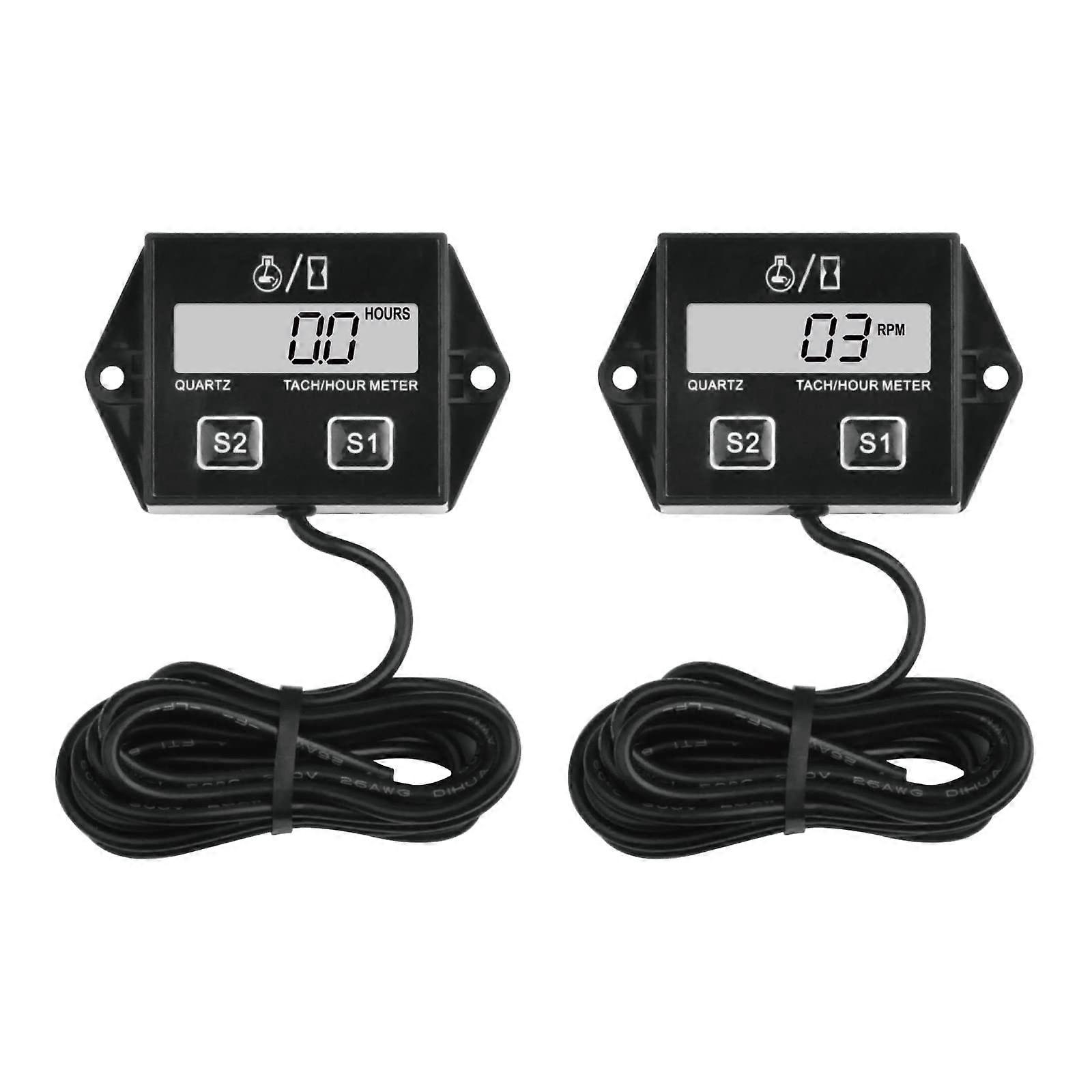 Digital Hour Meter and Tachometer with Service Timer for Lawn Mower Tractor Generator Snowmobile