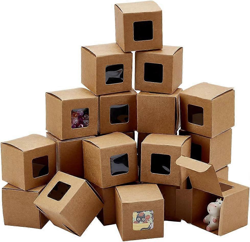 2 Inch Mini Gift Boxes with Window 40pcs Square Paper Box Foldable Chocolate Cookies Candy Box Small Homemade Soap Packaging Boxes for Wedding Christm
