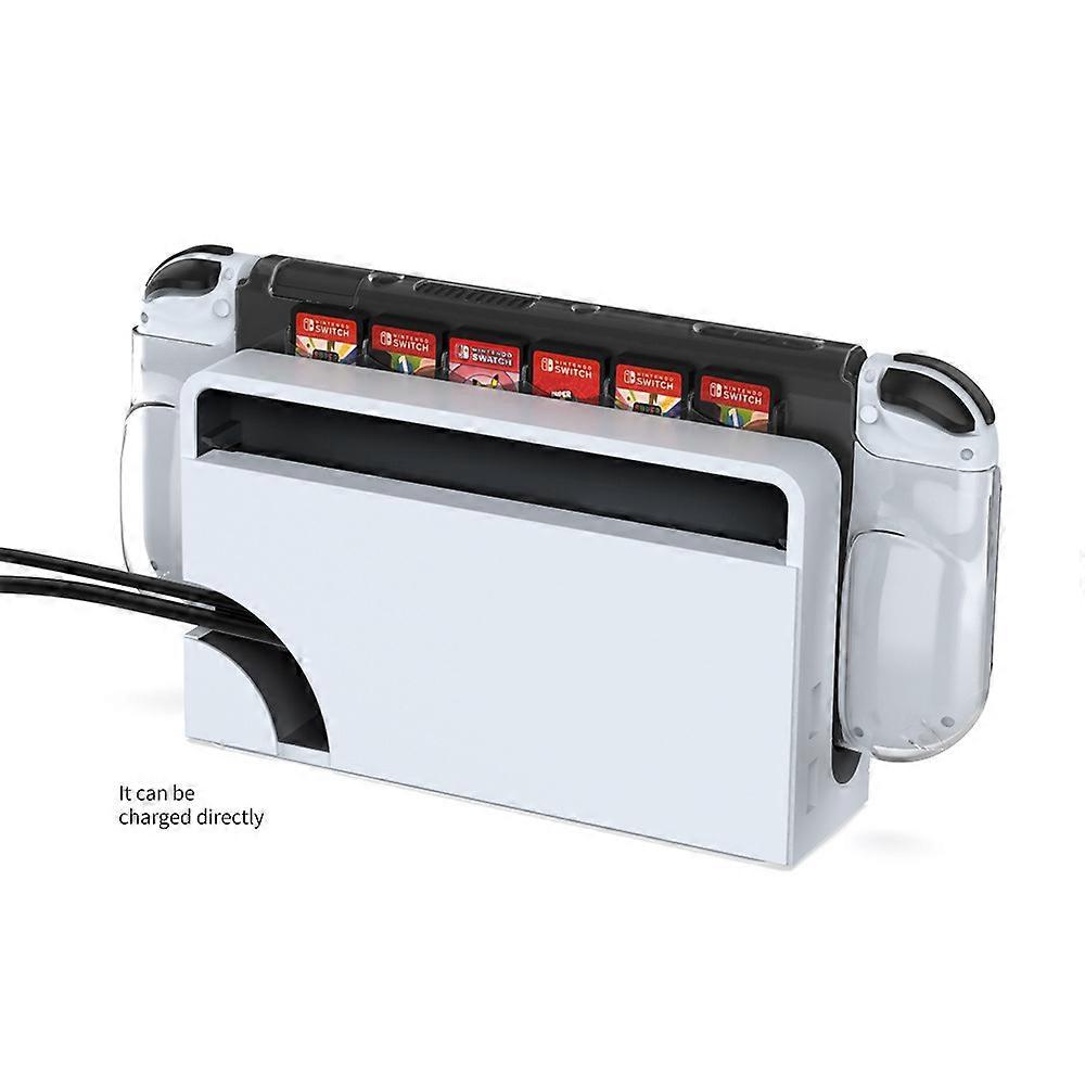 Switch OLED dockable protective case, OLED console unibody hard case with grip, and cartridge storage.