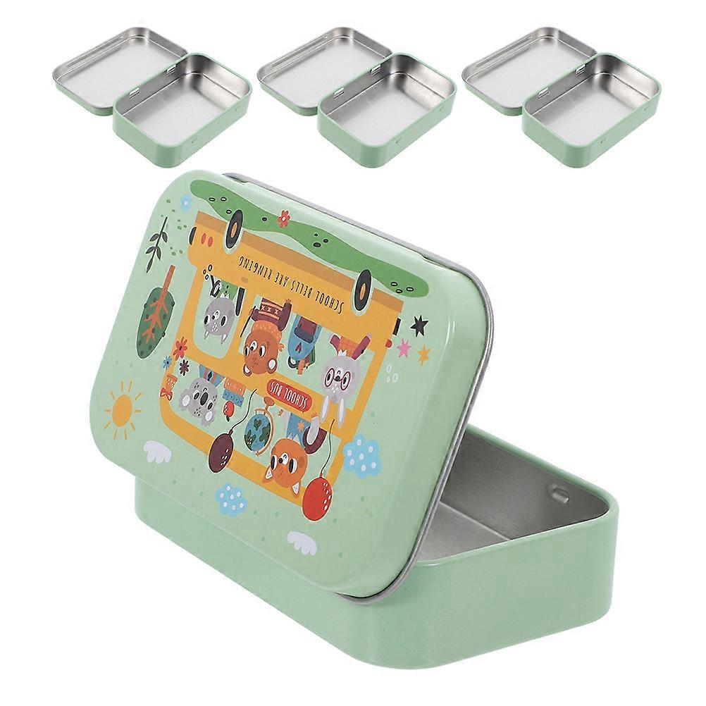 Tinplate Small Box with Lid for Storage Use 4Pcs Decorative Fliptop Box