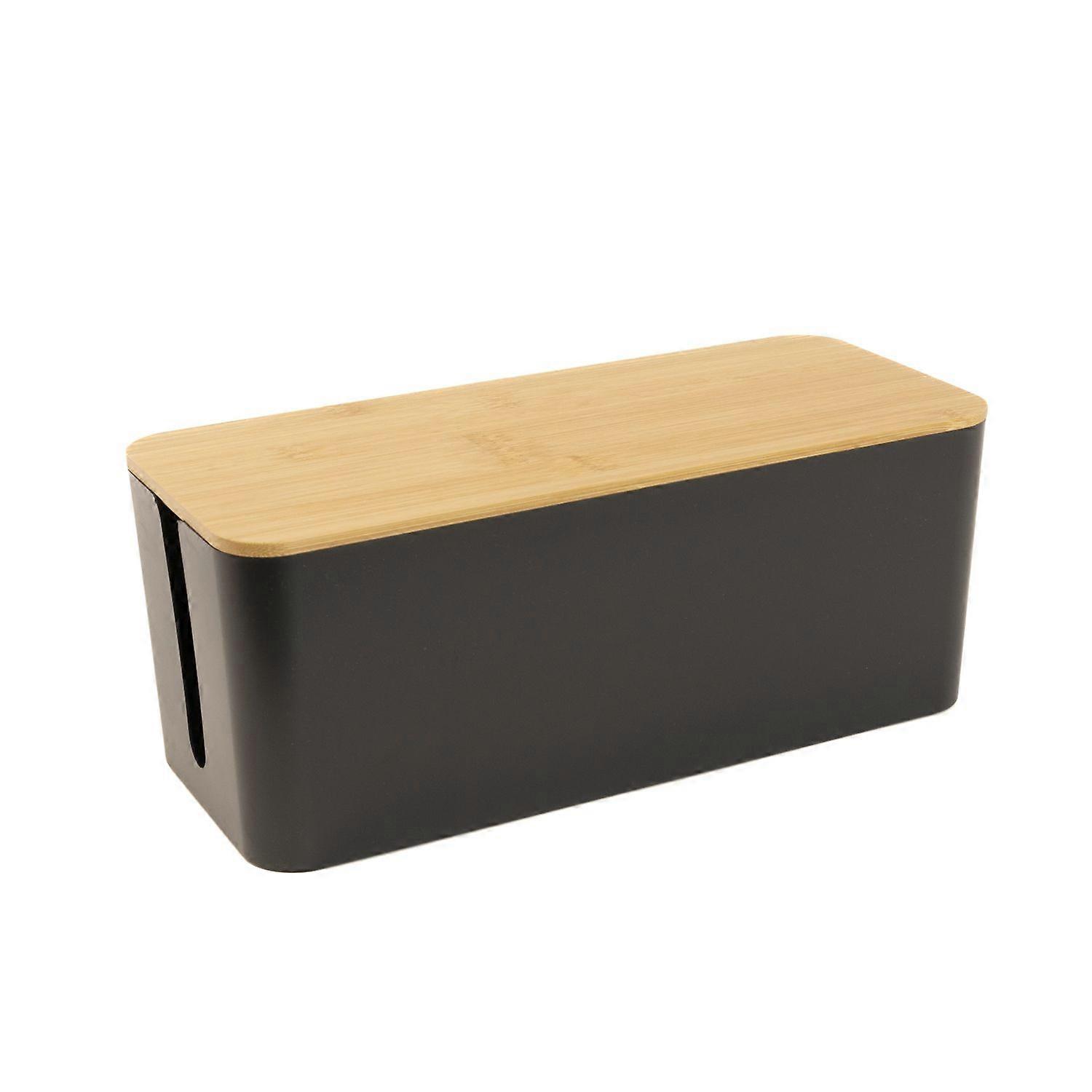 Cable box with bamboo lid 32 x 13.6 x 12.7 cm