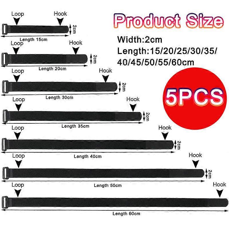 5/10Pcs Reusable Fastening Cable Securing Straps Hook and Loop Cable Ties Nylon Adjustable Fastener Cinch Strap Length 15-60cm