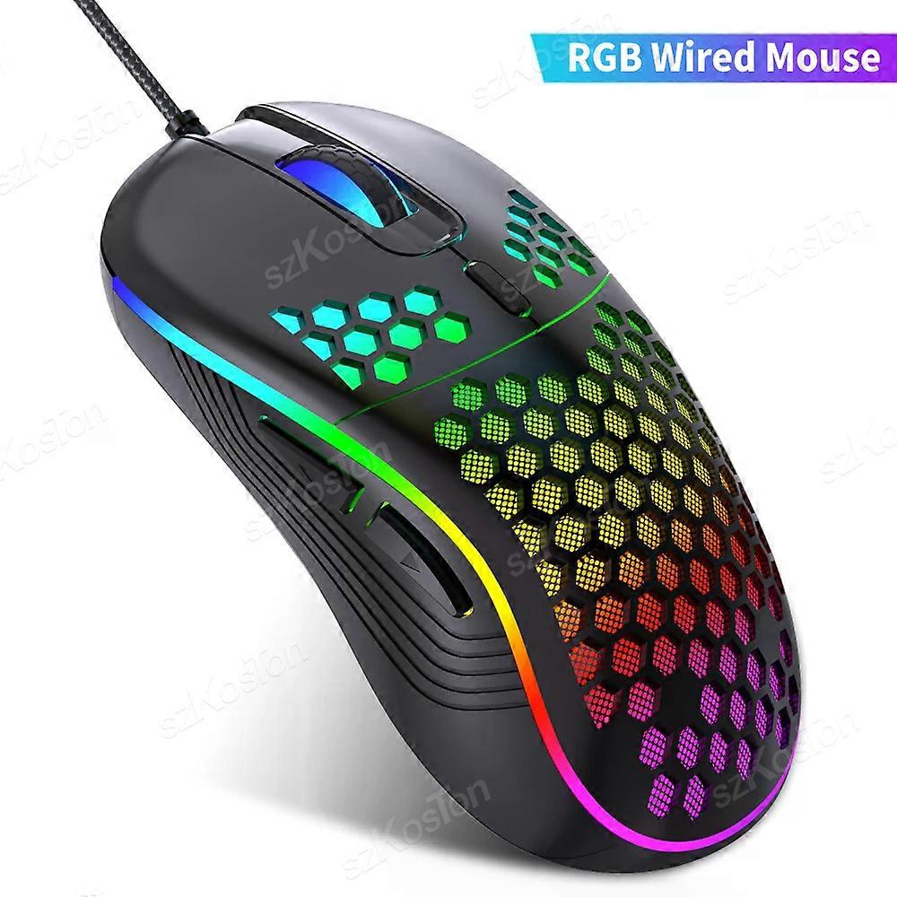 Honeycomb Wired Gaming Mouse RGB Backlight 7200 Adjustable DPI Ergonomic USB Computer Mice for Windows PC & Laptop Gamers
