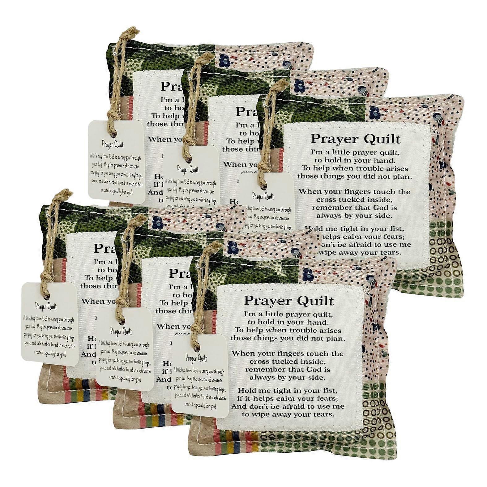 6 PCS Pocket Prayer Quilt with Cross Inside, Handmade Colorful Christian Gift with Scripture