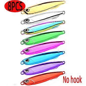 8 Pack m��tal moul�� gabarit cuill��re leurre ensemble 30g 40g 60g 80g 8 couleurs leurres avec crochets parfait pour le lancer de gabarits p��ch