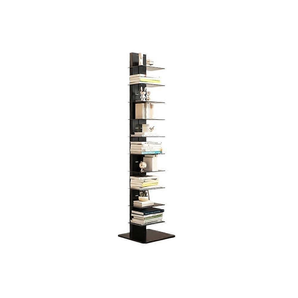 Iron Bookshelf and Magazine Rack, Large Capacity Vertical Metal Display Stand for Living Room, Black
