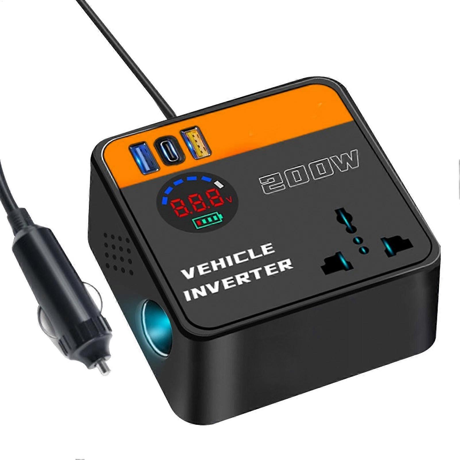 Car Power Inverter with Digital Display, Fast Charging Vehicle Charger Adapter for Phones and Laptops