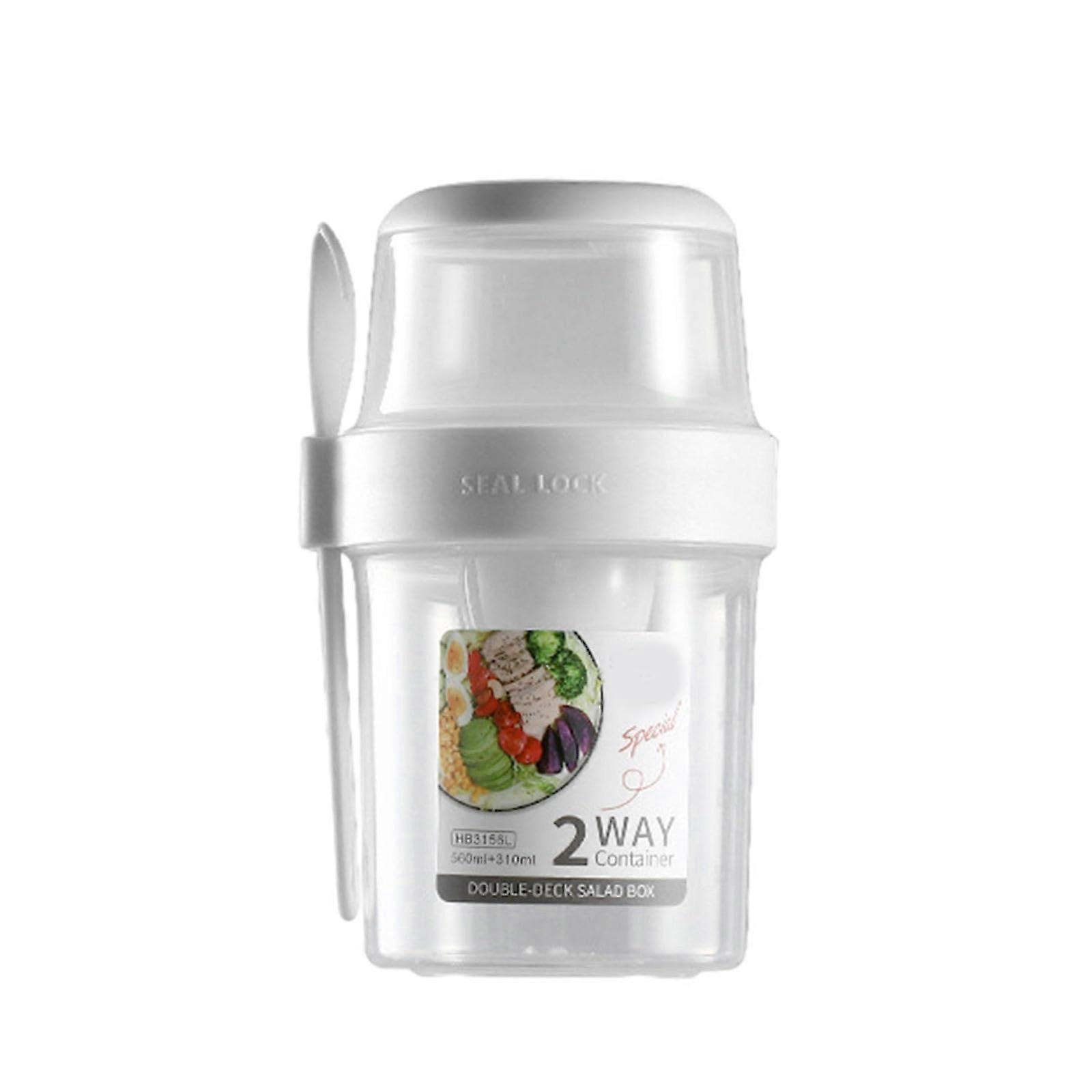 Cereal and Milk Container with Airtight Freshness Seal, 2 in 1 Snack Cup with Spoon and Lid for Camping and Hiking