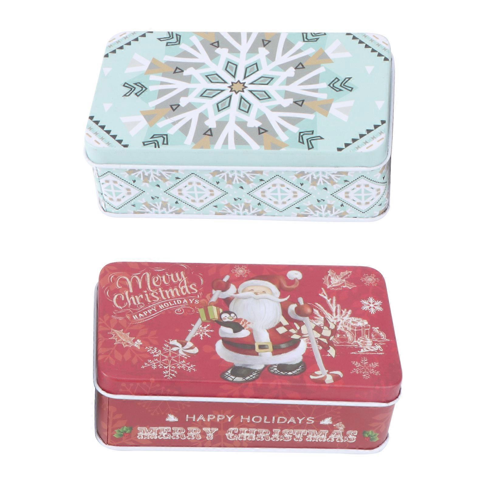 Compact Lollies Container Iron Material Christmas Festive Use 11.5x6.6cm Present Boxes 2Set