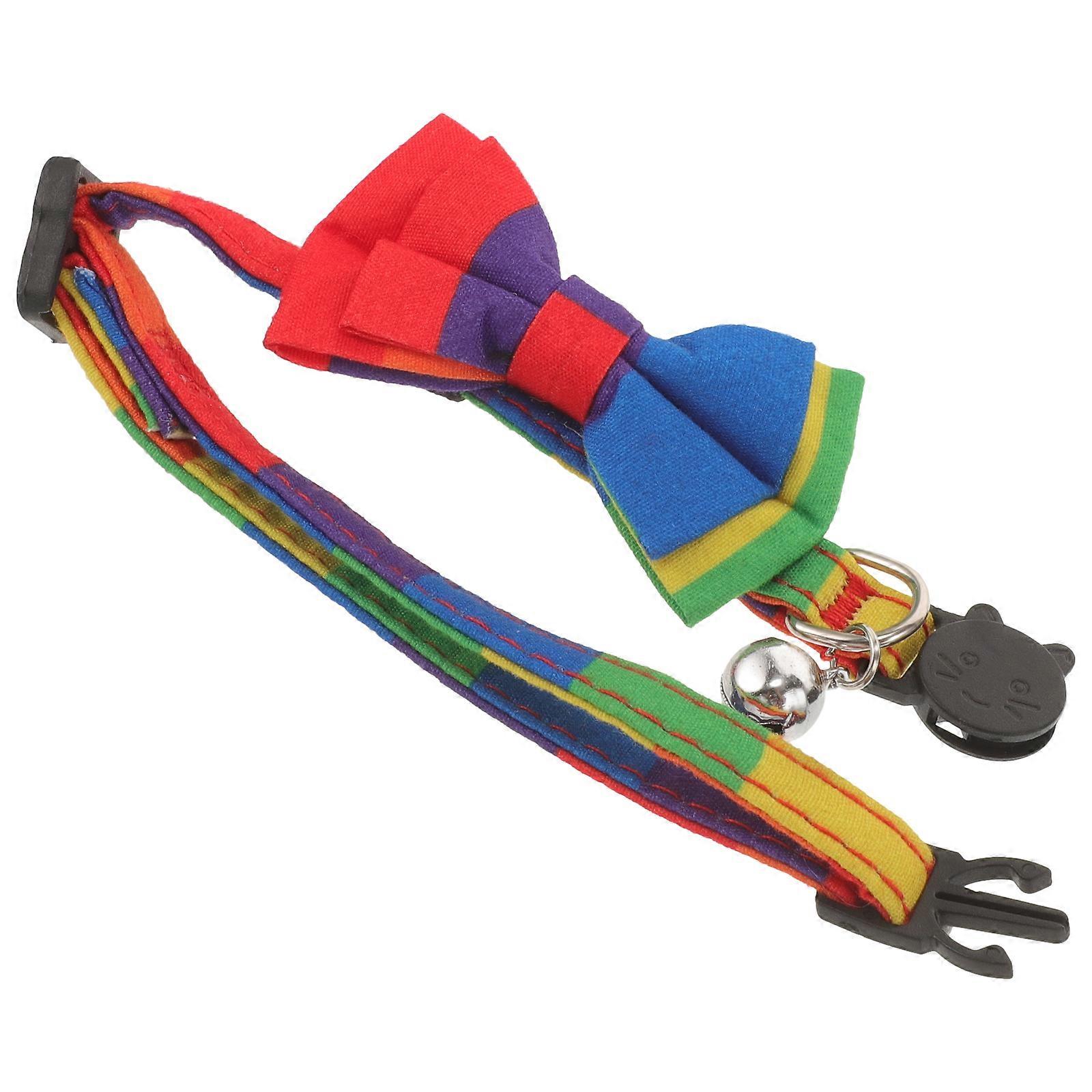 Rainbow Collar Dogs Bow Tie for Adjustable Fabric Pet Accessory