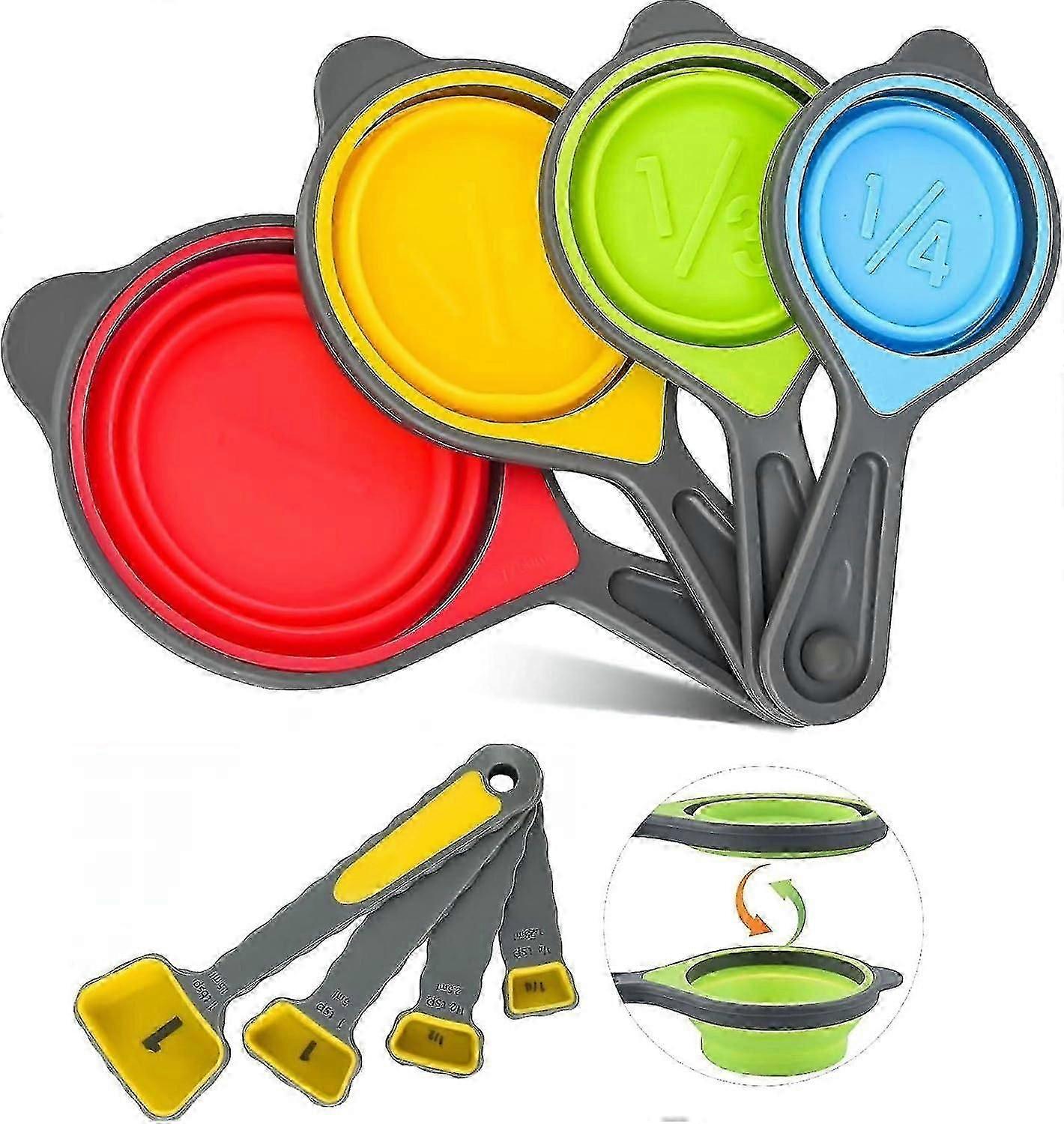 Collapsible Measuring Cups And Spoons Set - Silicone Measuring Tools