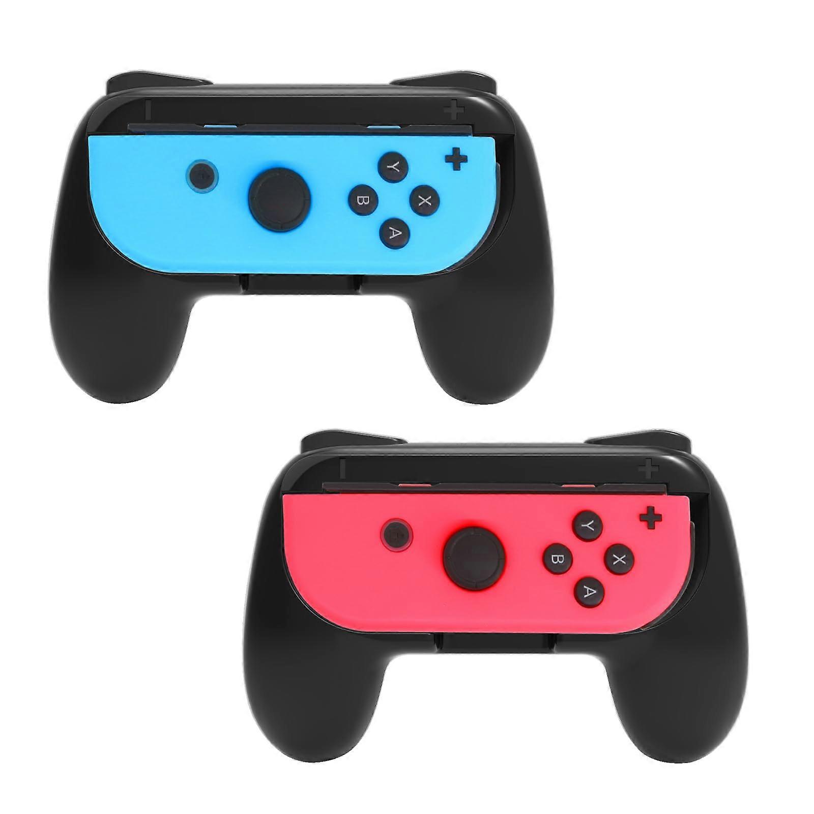 Ergonomic AntiSlip Grip for OLED Nintendo Switch JoyCon, Comfort Handle Kit 2 Pack Black