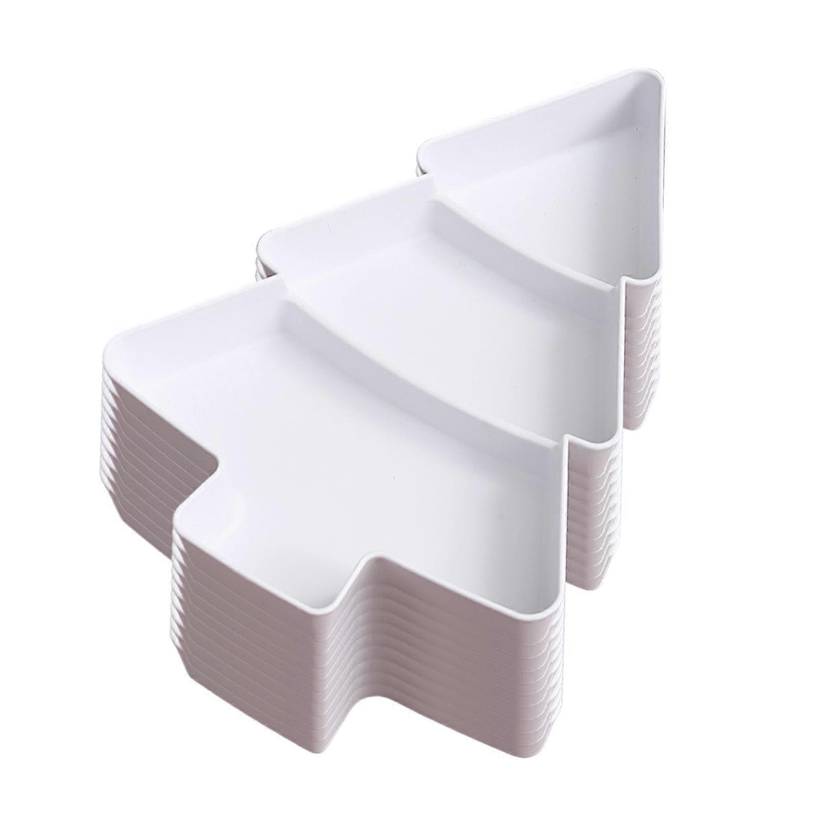 Christmas Tree Serving Tray Set, Durable Holiday Snack Platter for Candy, Nuts, Desserts, White