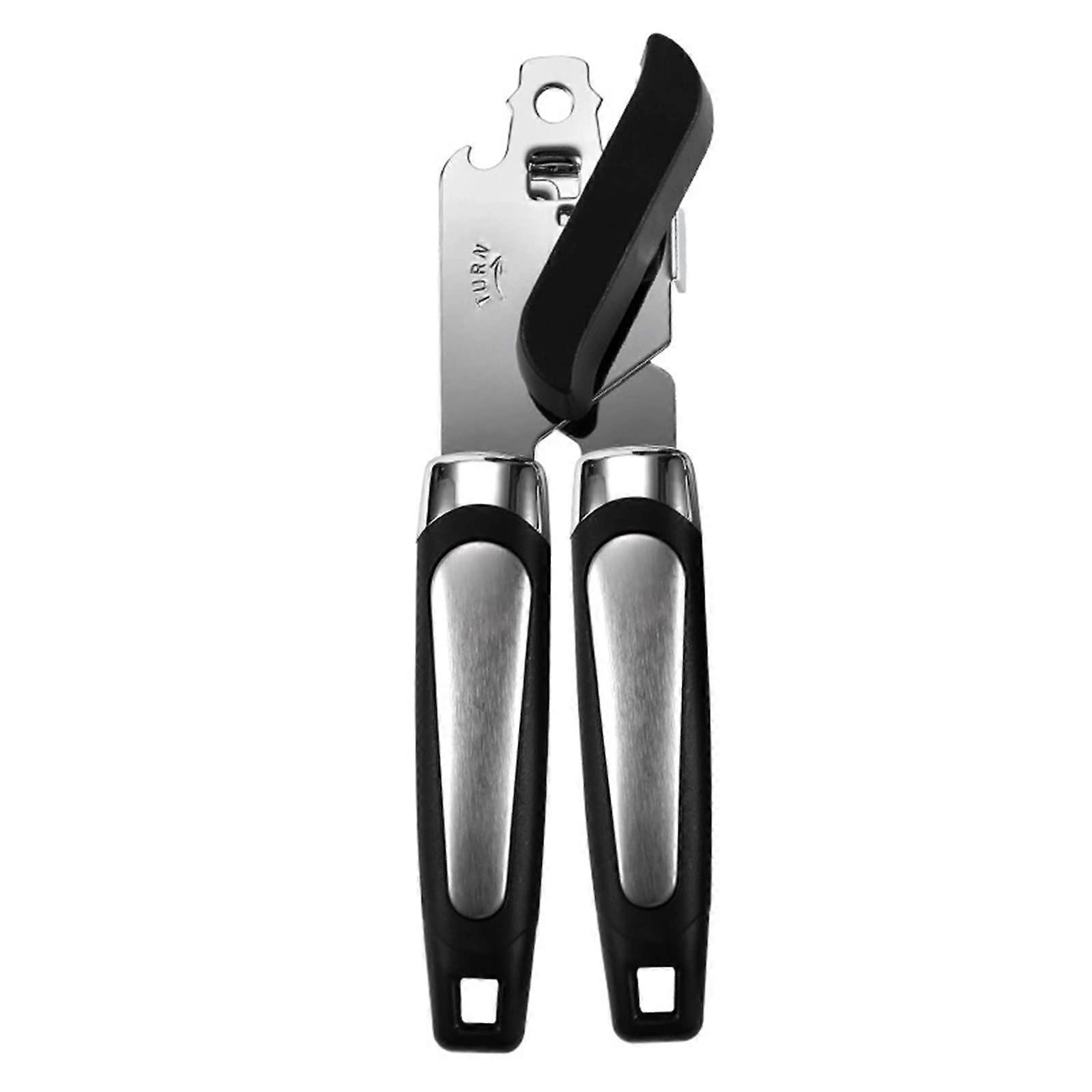 Manual Can Opener with Knife Sharpener, Side Cut Design, NonSlip Handle MultiFunction Kitchen Tool