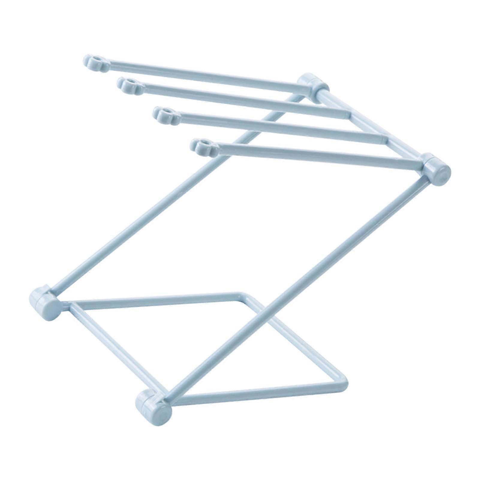 Dish Towel Drying Rack with Ventilation Drainage, Foldable Countertop Holder for Multiple Towels, Light Blue
