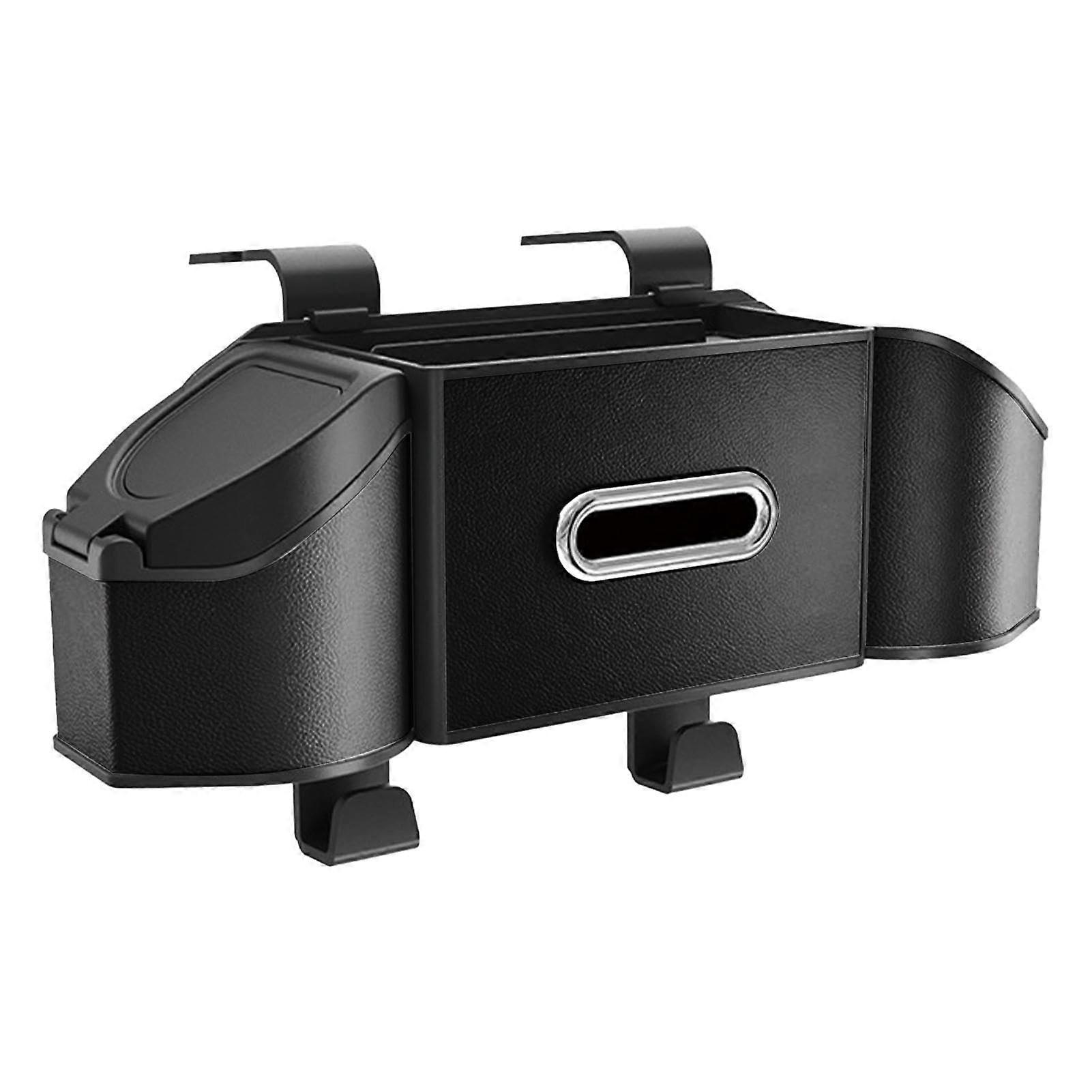 Car Back Seat Organizer PU Leather Waterproof MultiPocket Foldable Storage Bag with Cup Holders