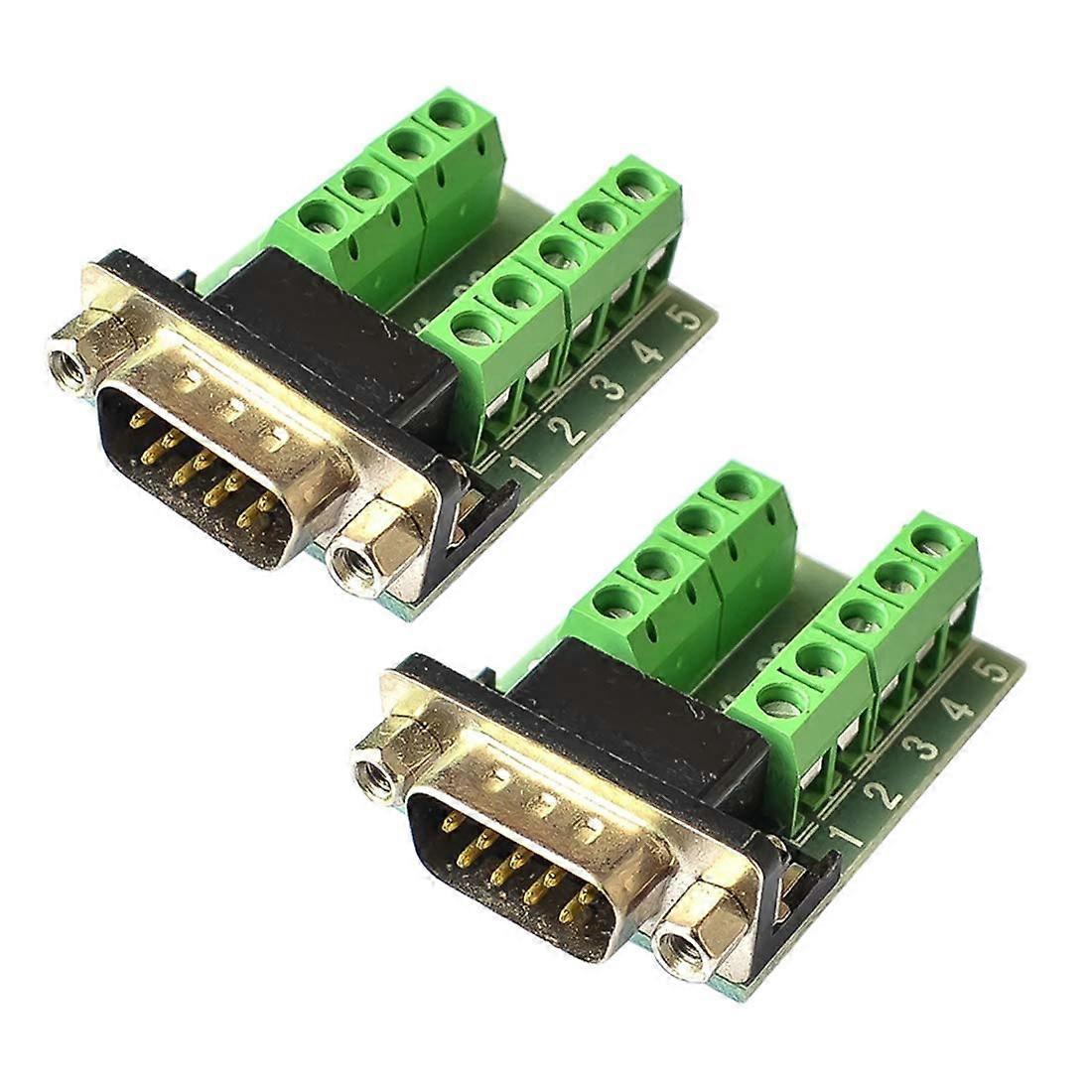 2pcs RS232 DB9 Male Adapter Serial to Terminal Block Converter for Quick Secure Connection