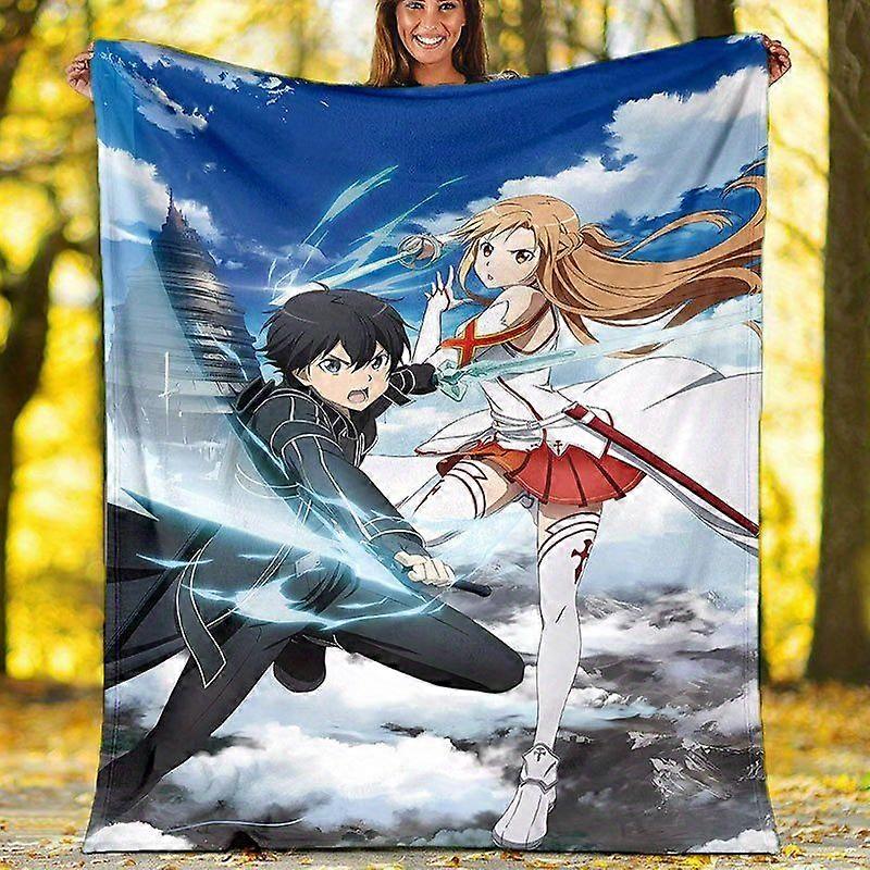 Sword Art Online Theme Blanket Soft And Cozy Digital Print Polyester Knit for Napping Camping