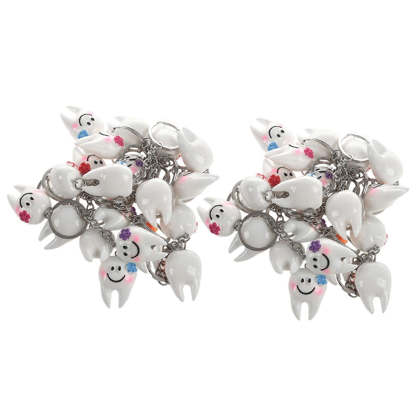 40 pcs Keychain Key Ring Hang Tooth Shape Cute Dental 