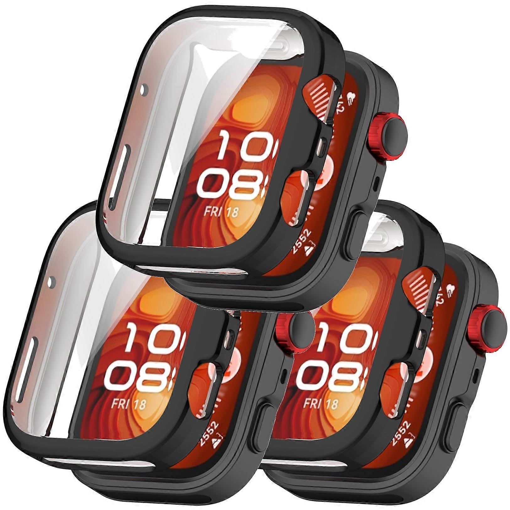 Case with Screen Protector 3 Pack, Full Coverage AntiScratch Soft TPU Black for Huawei Watch Fit 4 Pro