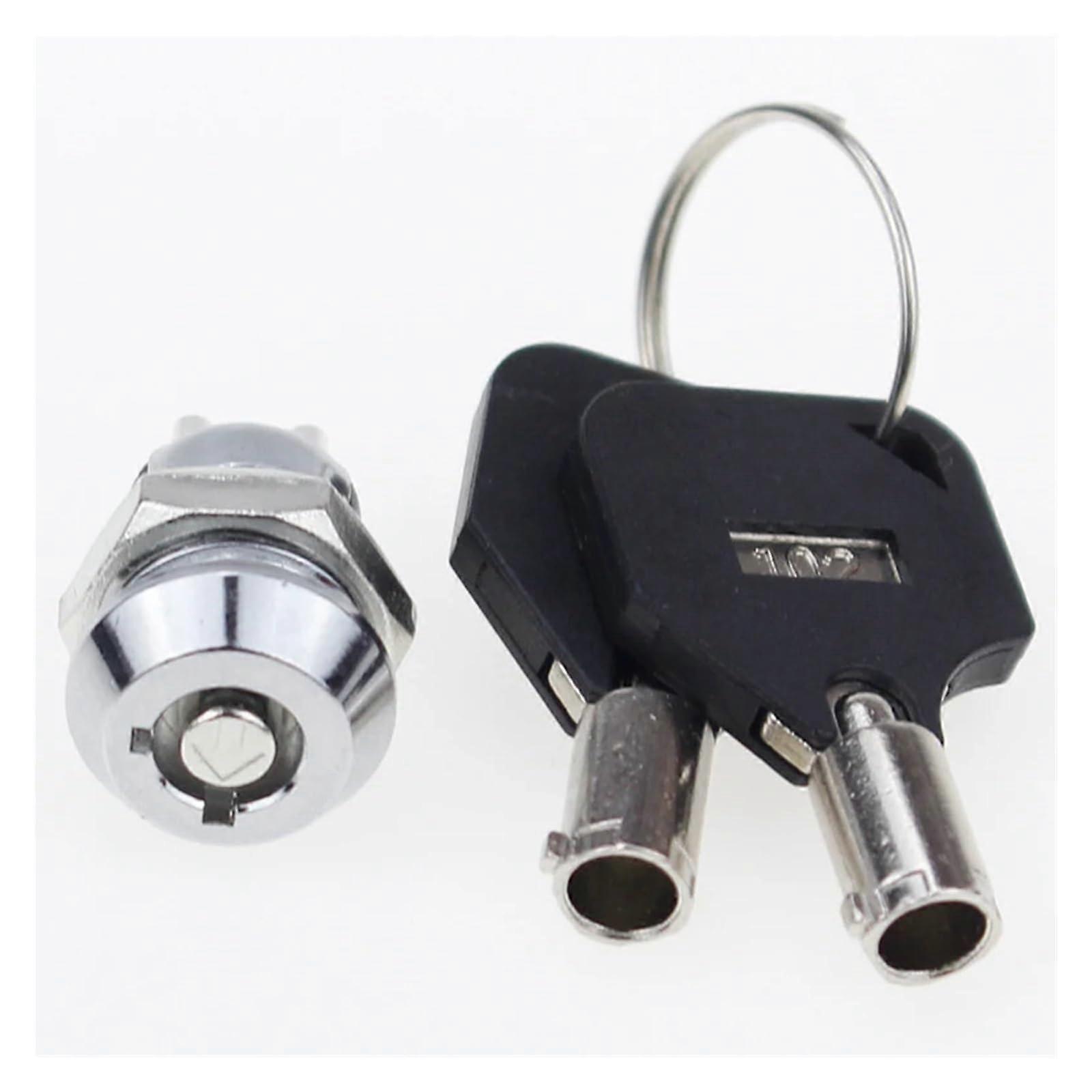 12mm Stainless Steel Key Switch S1201, Double Side Pull Out, Panel Mount Lock with 2 Keys