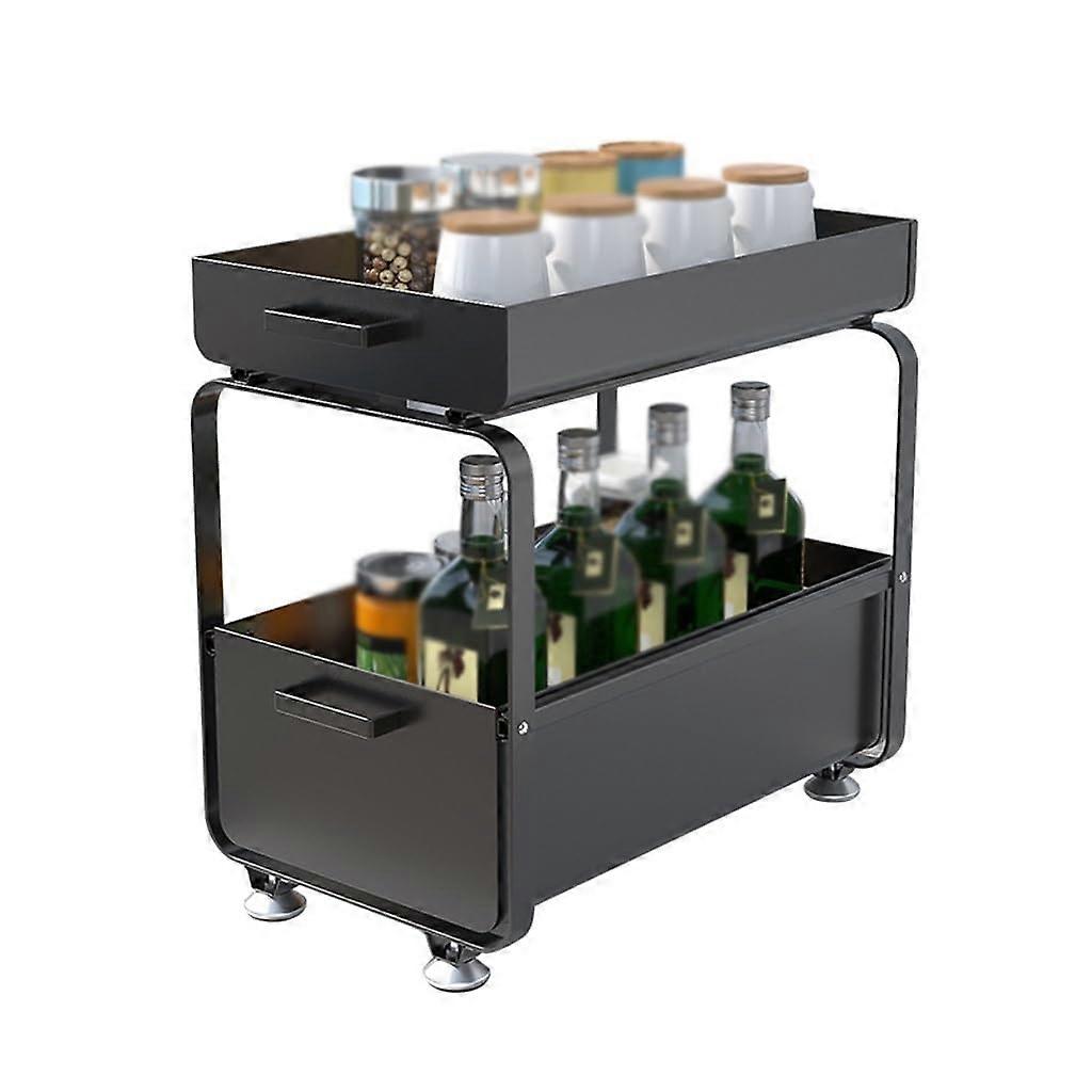 Compact Pull Out Storage Rack 40x25.2x40.5cm Floor Standing Kitchen Cabinet Organizer Shelf