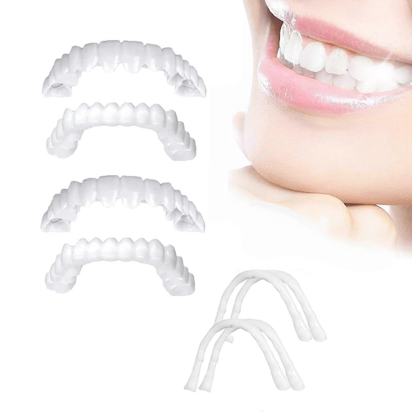 2PCS Veneers for Missing Teeth, Temporary False Teeth  Kit with Natural Look