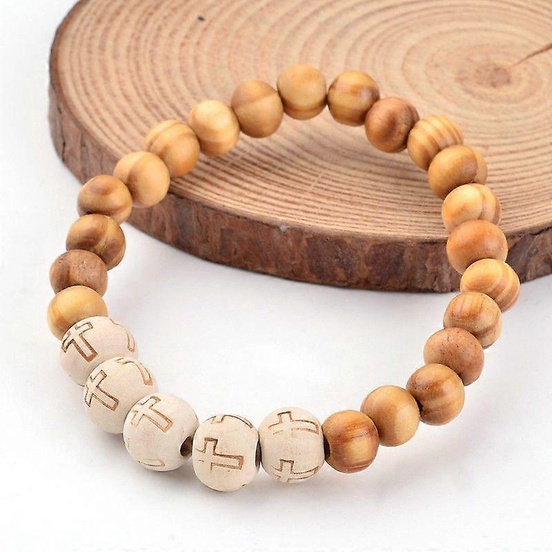 Wood Beaded Stretch Bracelets BurlyWood 57mm