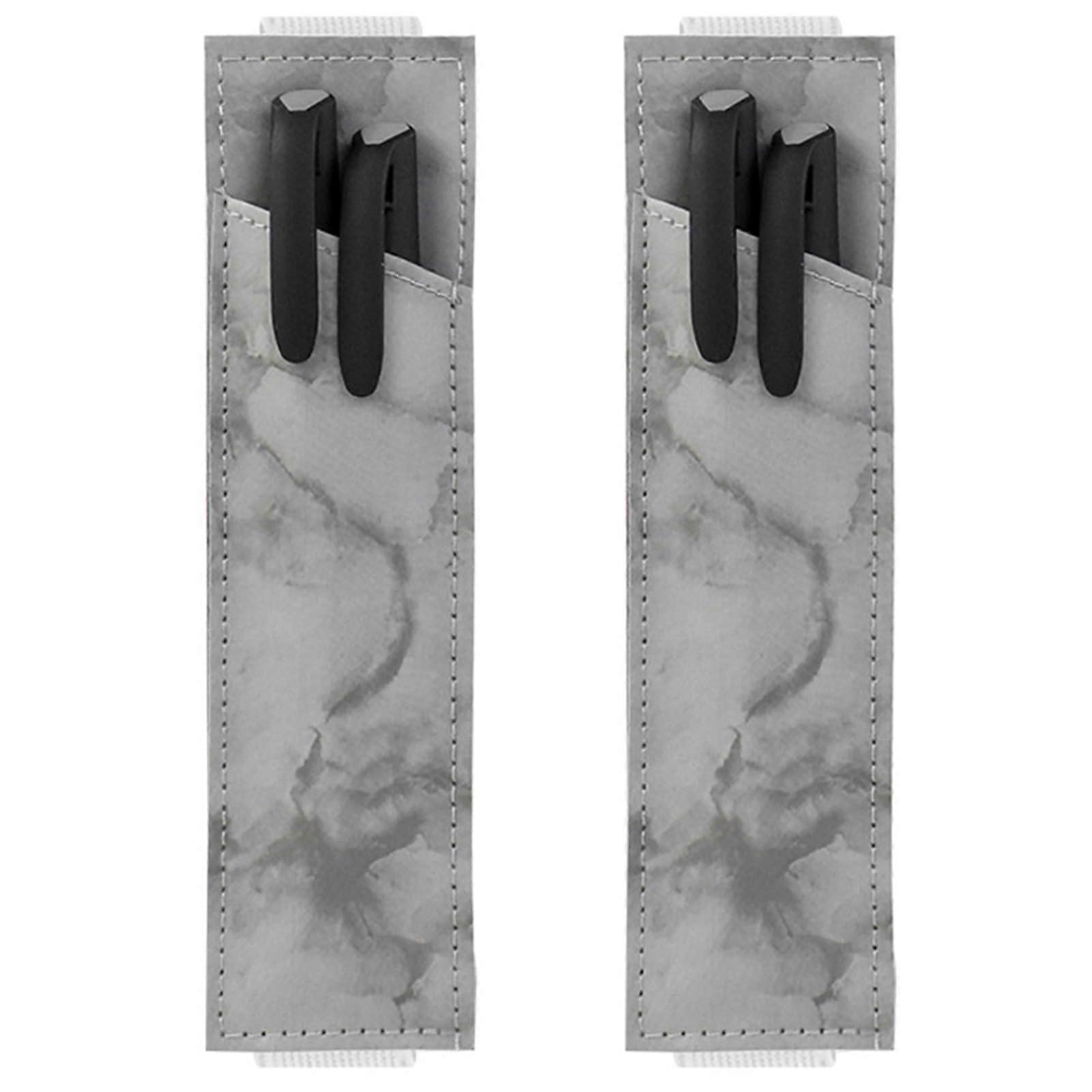 2Pcs Leather Pen Pouch with Adjustable Elastic Band and Leakproof Lining for Hardcover Notebook