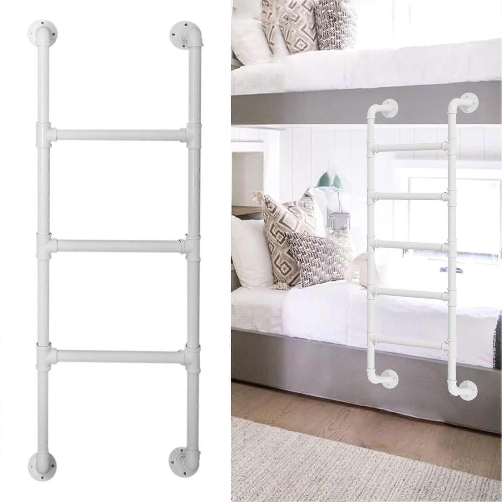 Metal Bunk Bed Ladder White Wall Mounted Loft Design Custom Height Durable Metal Construction