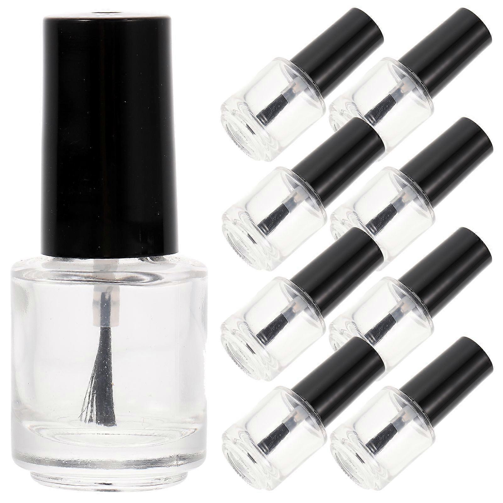 20 stücke Transparente Glasflasche Tragbare Nagellackflasche mit Pinsel Schwarz